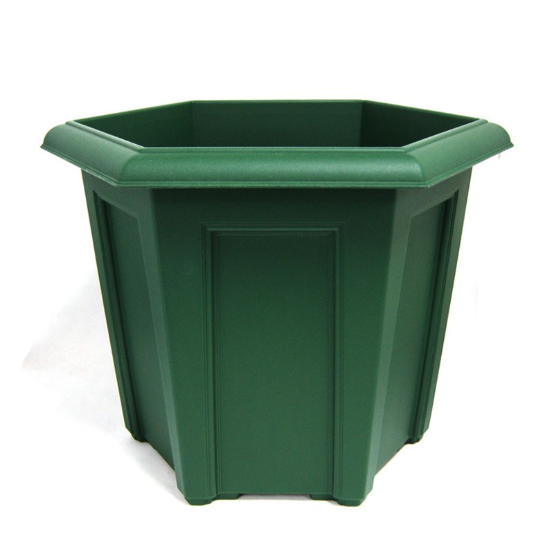 Hexagonal plastic pot green - 40 x 40 cm