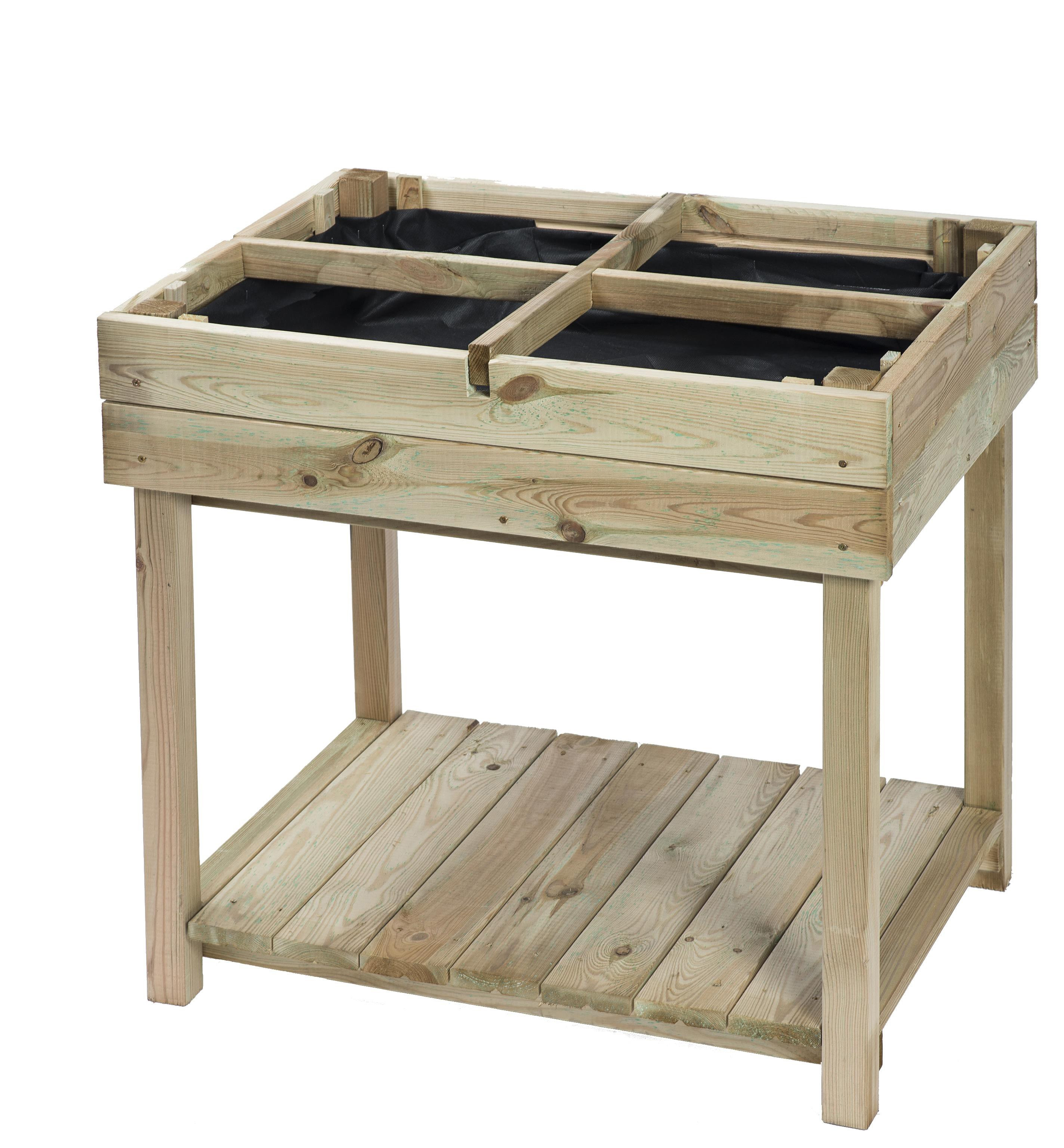 WOODEN GARDEN TABLE SQUARE 4 COMPARTMENTS H80X80X60CM