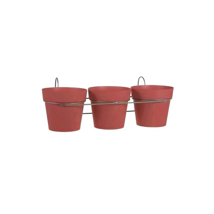 SET OF 3 TUSCAN JARS D15 RUBY RED + STAND - 47X23X17CM 1.6L