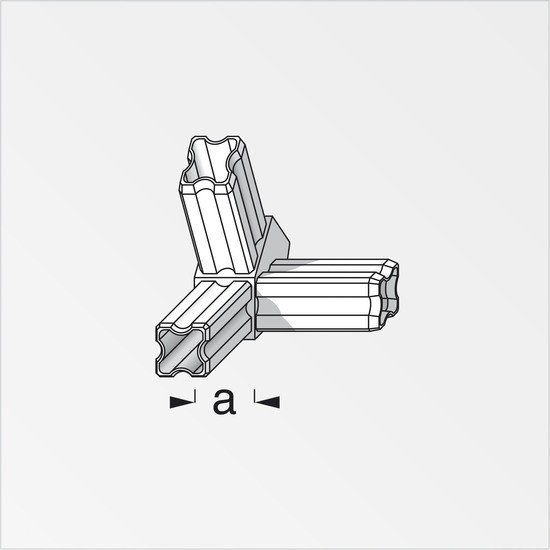 Winkelverbinder 45° für PVC/Alu-Rohr - weiß 3 Schenkel 23.5mm quadratisch