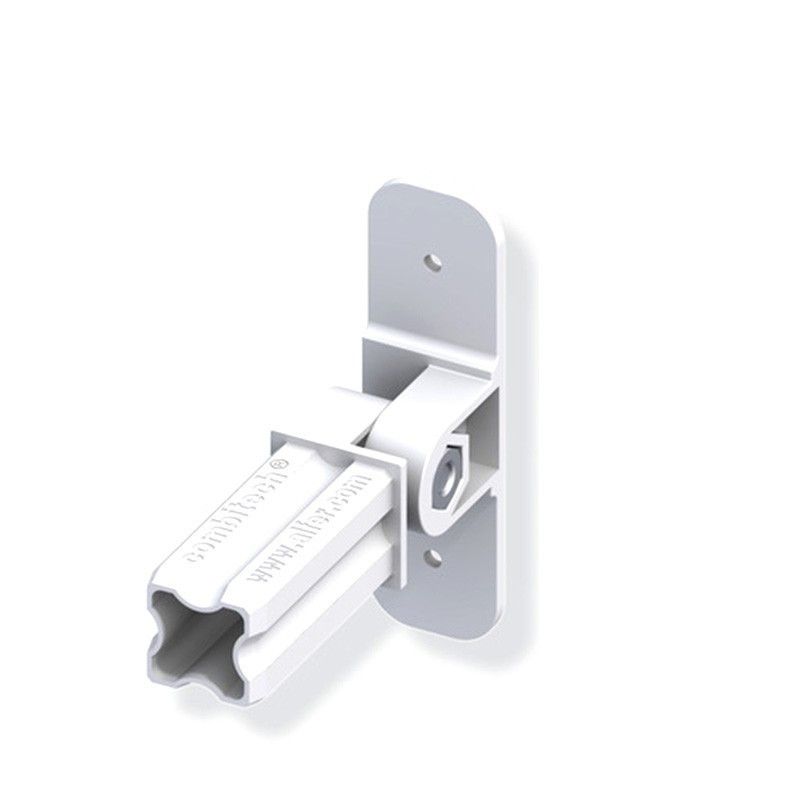 Hinged connector for PVC/aluminium pipe - white 1 branch 23.5mm square
