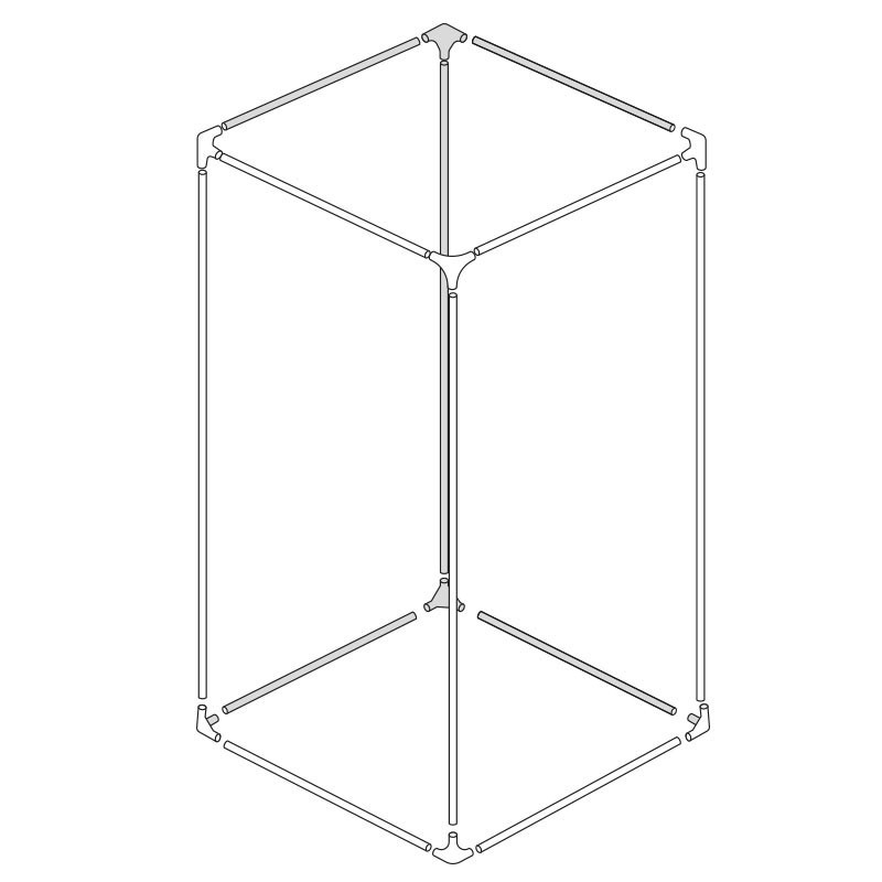 Staaf voor kweekruimte structuur - Mannelijk-Vermale n°3/4 100cm Ø15mm - Black Silver