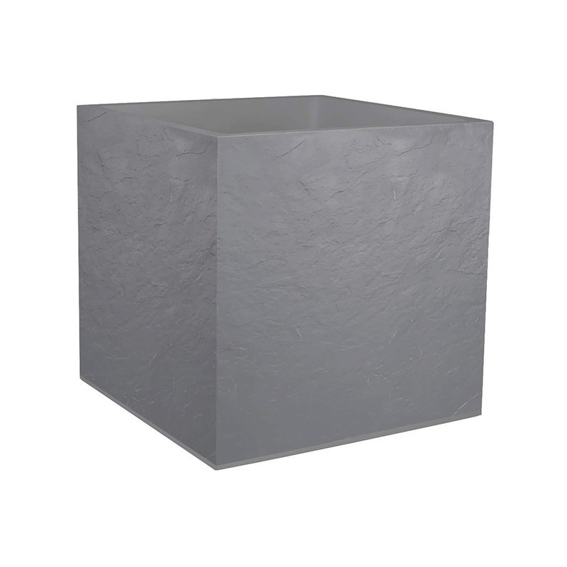 Quadratischer Topf Volcania - 49.5x49.5x49.5cm 57L kieselgrau - EDA Kunststoff