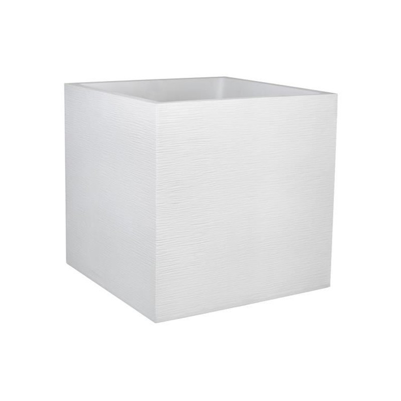 Graphit quadratischer Topf - 49.5x49.5x49.5cm 57L weiß gekalkt - EDA Kunststoff