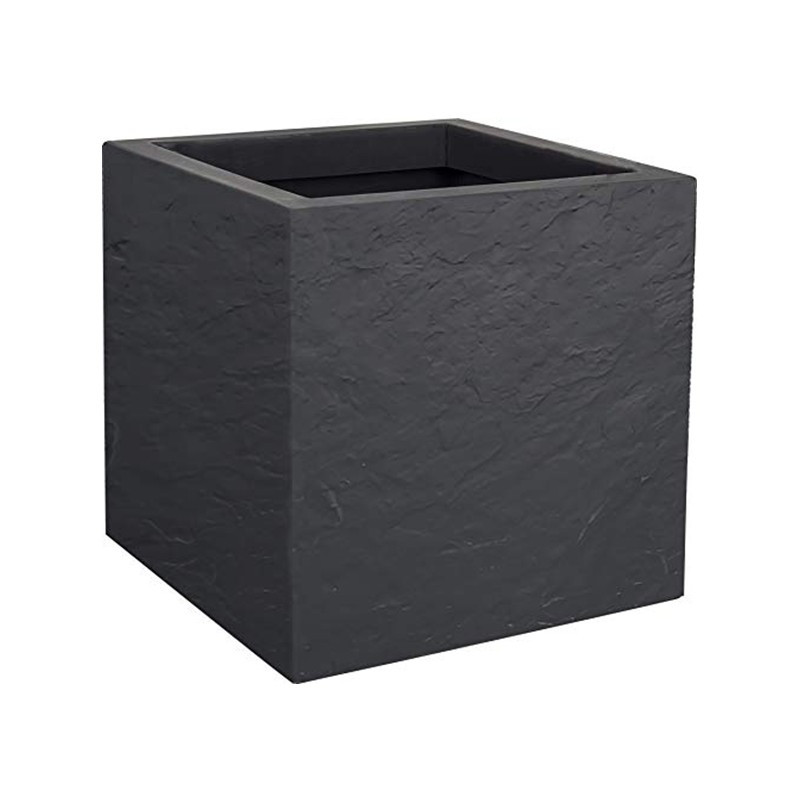 Pot carré Volcania Up - 29.5x29.5x29.5cm 21L gris anthracite - EDA Plastique
