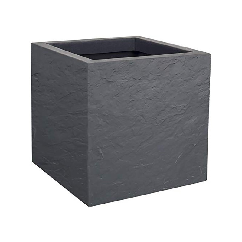 Vaso quadrato Volcania Up - 29,5x29,5x29,5 cm 21L grigio ciottolo - EDA Plastica