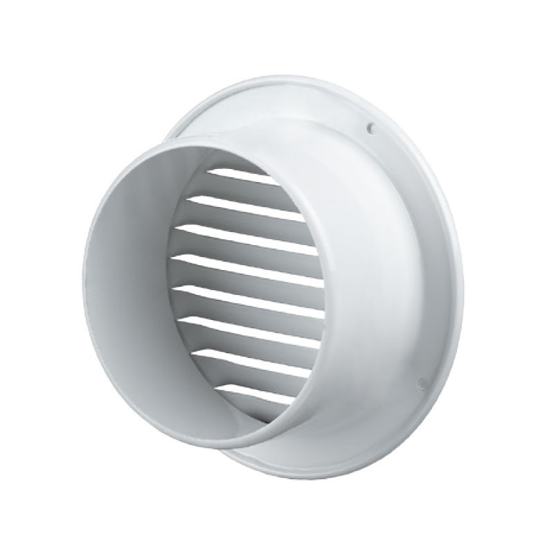 GRILLE RONDE FLANGE 100MM ACIER BLANC + ECRAN ANTI INSECTE