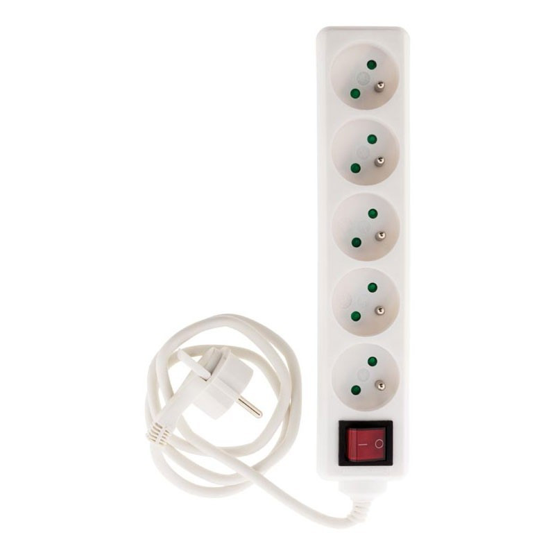 Zenitech - Bloc Home 3 prises 16A 2P+T avec interrupteur et fiche extraplate  - Blanc - câble HO5VV-F 3G1 1,5m - Électricité et domotique - Achat & prix