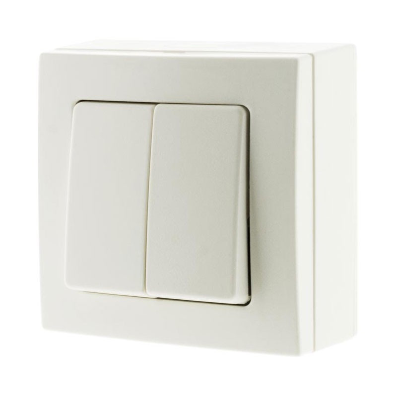 Double toggle switch 10A surface mounted Bel View White