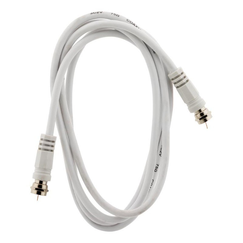 TV EXTENSION CABLE 1.5M PLUG F - MALE/MALE RIGHT WHITE + ADAPTOR