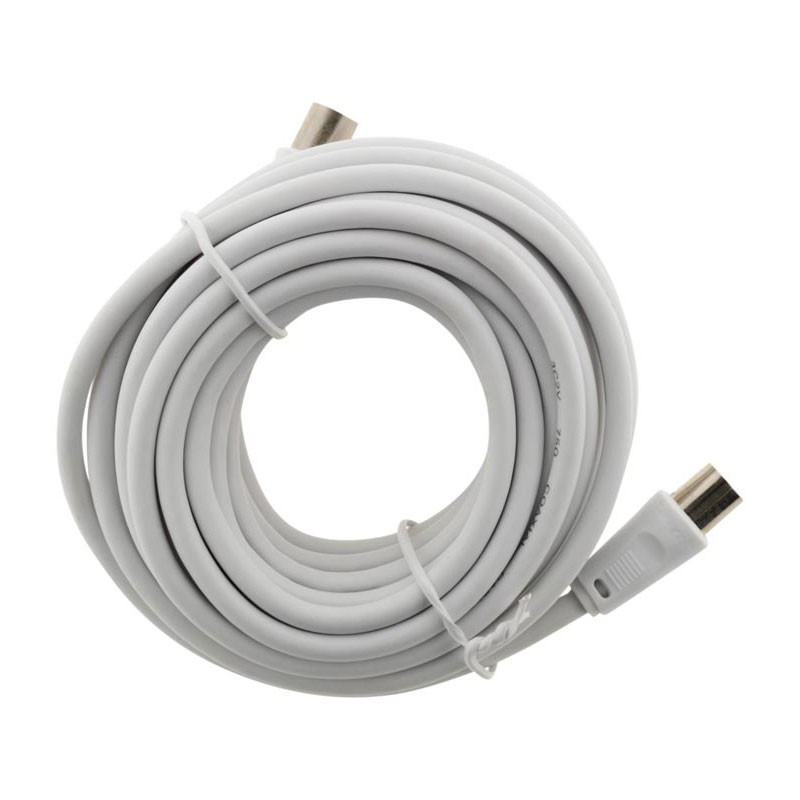 TV EXTENSION CABLE 2M 9.5 MALE/MALE + FEMALE ADAPTER WHITE