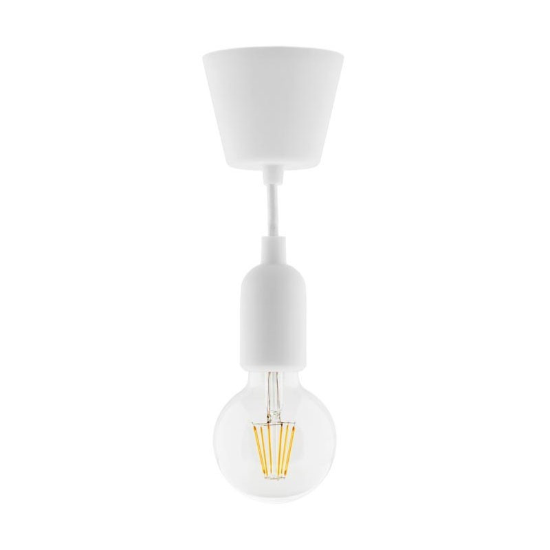 Witte decoratieve hanglamp kit + 6w led globe gloeidraad
