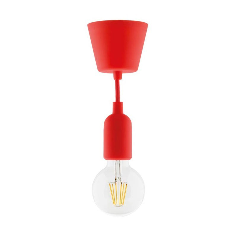 Luminária com kit de suspensão de silicone vermelho + globo de filamentos de chumbo
