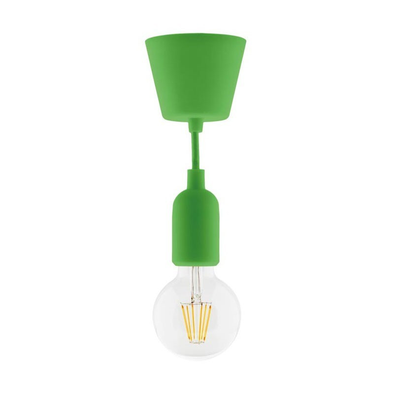 Kit di lampade a sospensione in silicone verde + globo a filamento led da 6w