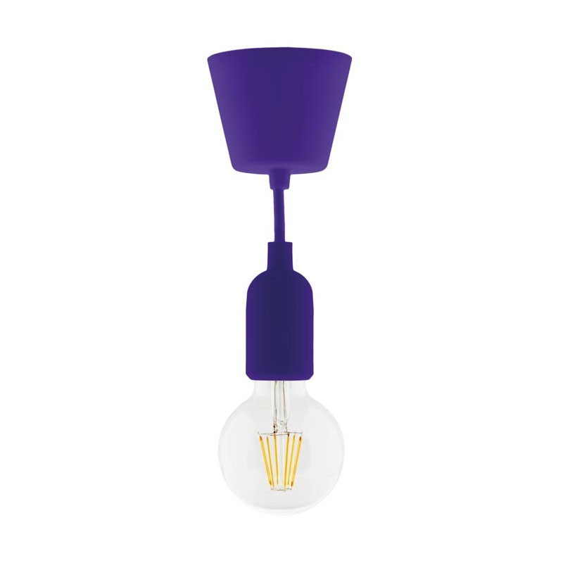 Luminaire kit de suspension déco violet + globe 6w filament led