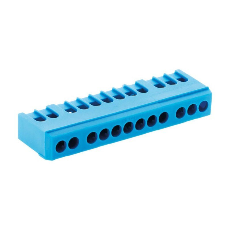 Blauwe neutraal klemmenblok 12 modules Zenitech