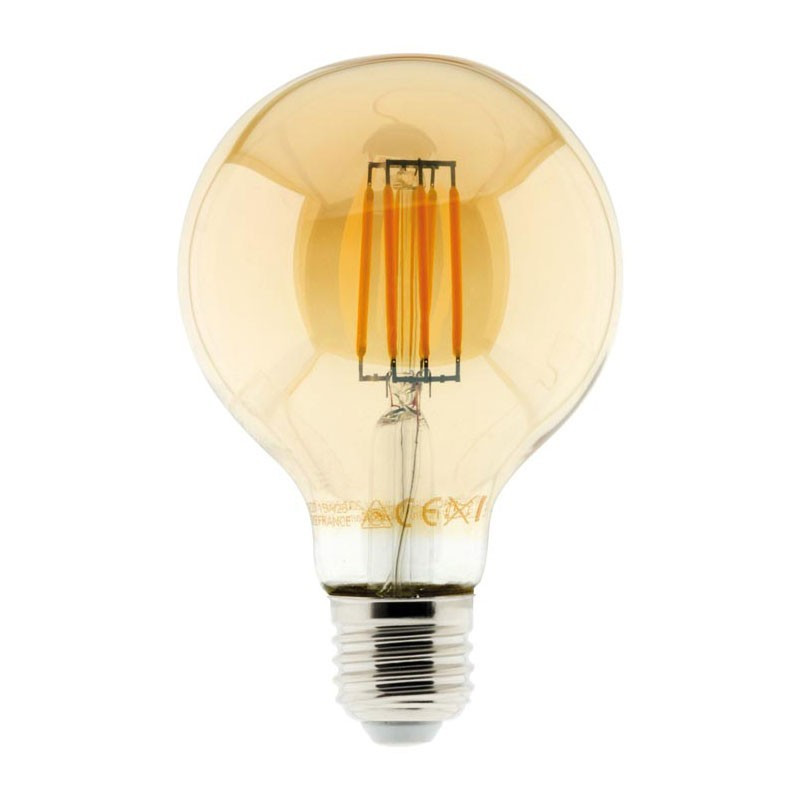 Ampoule led filament ambrée globe 6W E27 720 lumens Elexity