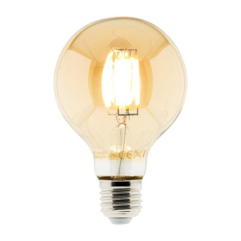 Ampoule led filament ambrée globe 6W E27 720 lumens Elexity