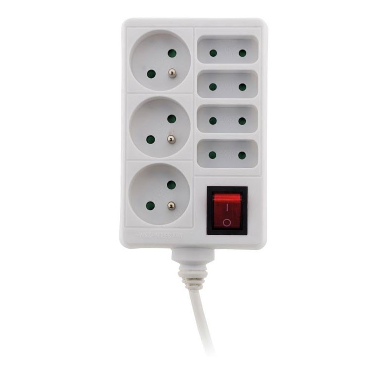 Bloc multiprise 4 prises 6A + 3x16A + interrupteur Blanc Zenitech