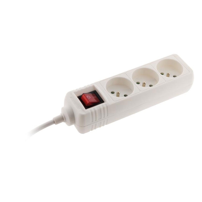 Bloc 3 Prises 16A interrupteur Blanc Zenitech