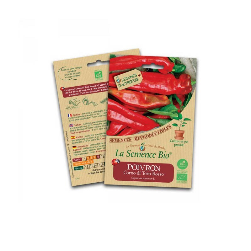 Organic Seeds - Pepper Corno di Toro rosso - Organic Seed