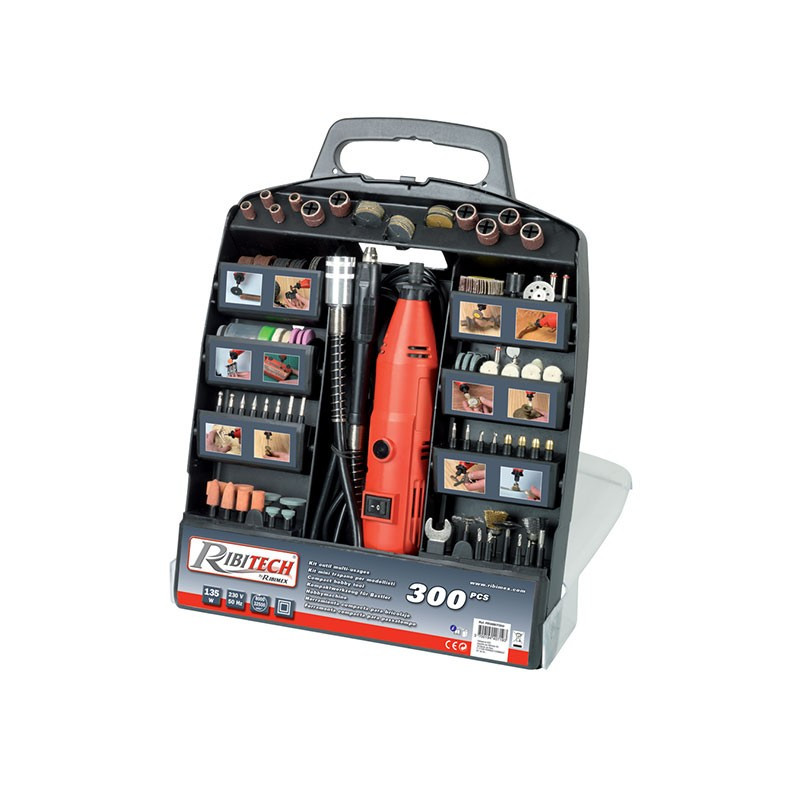 Kit multifonction + accessoires/outils électriques en mallette 300pcs - Ribitech