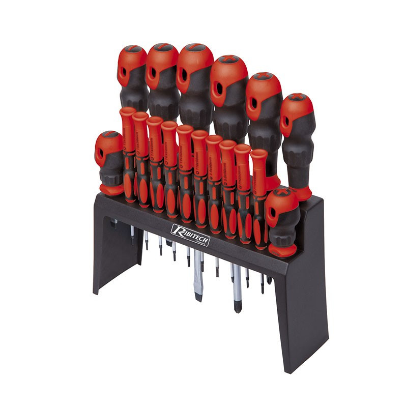 Set of 18 bi-material screwdrivers with stand - Ribitech