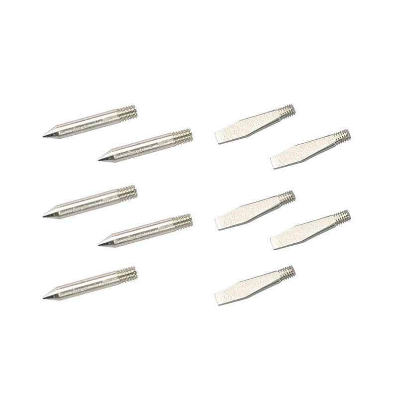Set van 10 soldeerboutstiften (5 platte + 5 spitse) - Ribitech