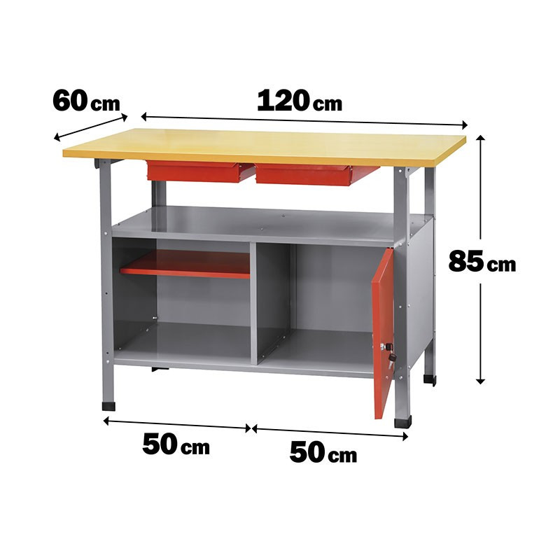 Metal workbench with wooden top - Ribitech