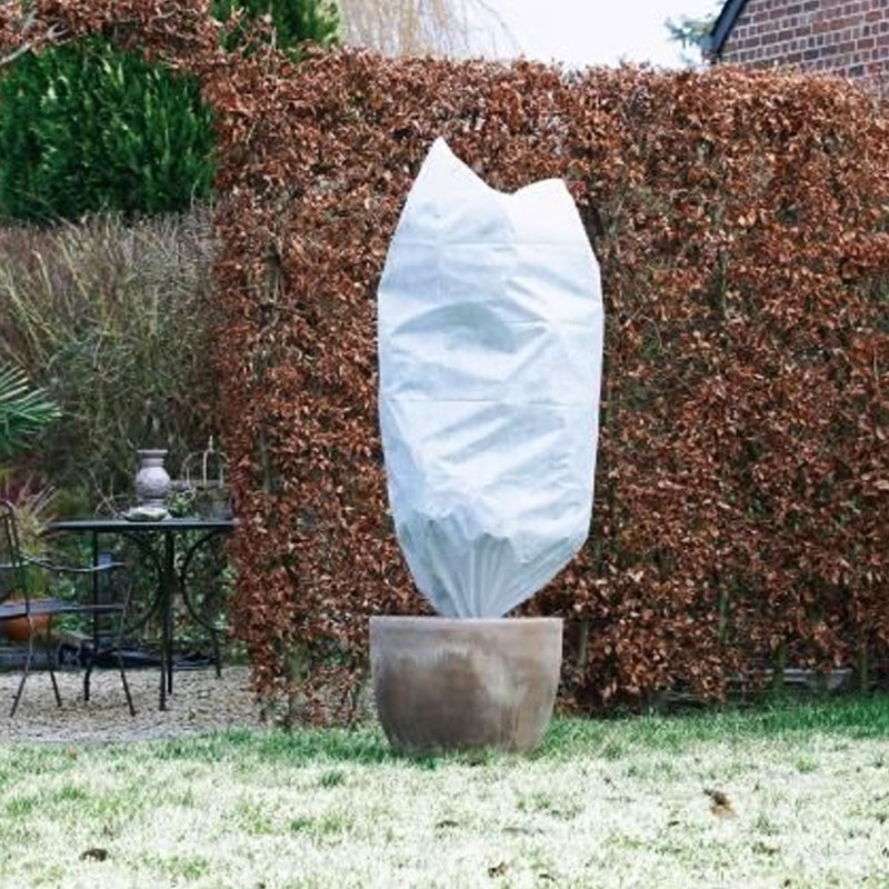 Nature -Housse d'hivernage à cordelette de serrage - Blanc -150 x 157 cm - Diamétre 100 cm - Nature