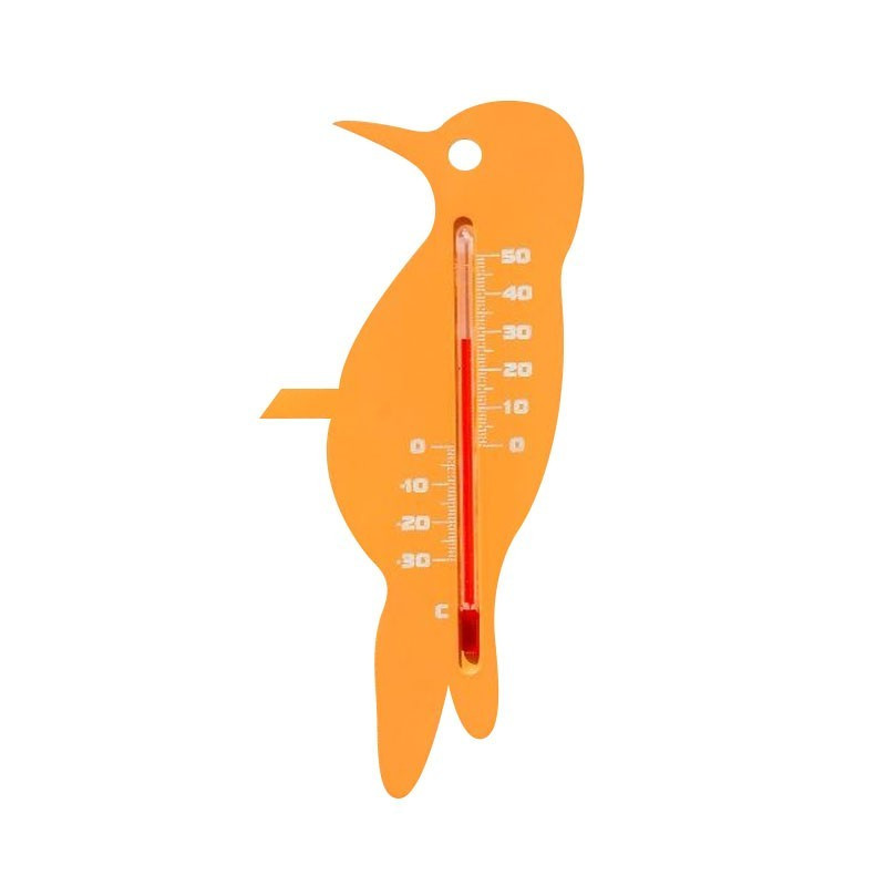Termometro da parete in plastica - Fringuello arancione - H 15 X 7,5 X 0,3 cm - Nature
