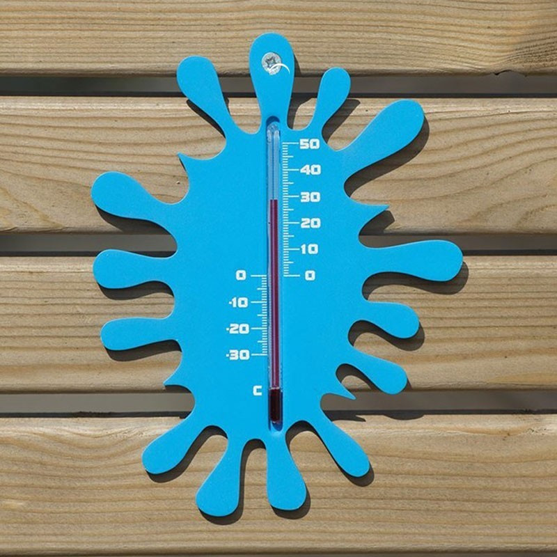 Outdoor wall thermometer in plastic - Splash blue - H 15 X 11,5 X 0.3 cm - Nature