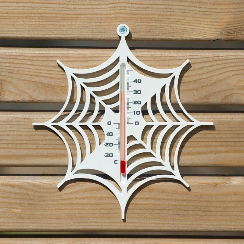 Outdoor wall thermometer in plastic - Spider's web - White - H 15 X 14 X 0.3 cm - Nature