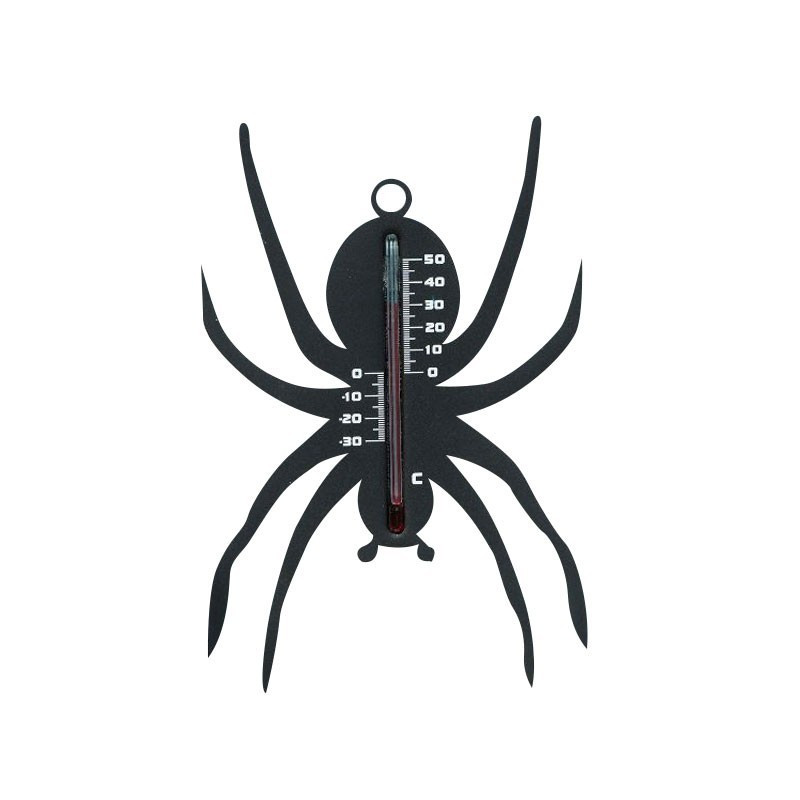 Plastic muurthermometer - Spider - Zwart - H 15 X 10 X 0.3 cm - E Nature