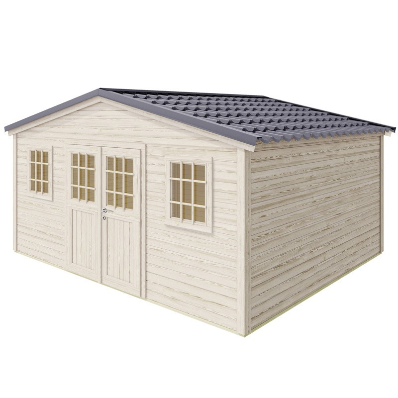 SHELTY PLUS premium garden shed - 18 m² - 448 x 395 cm - Madeira