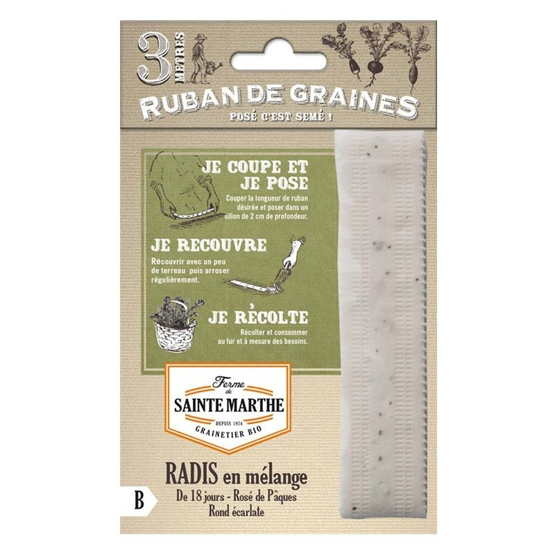  <x>La ferme Sainte Marthe</x> - Ribbon of 150 seeds Mixed Radish