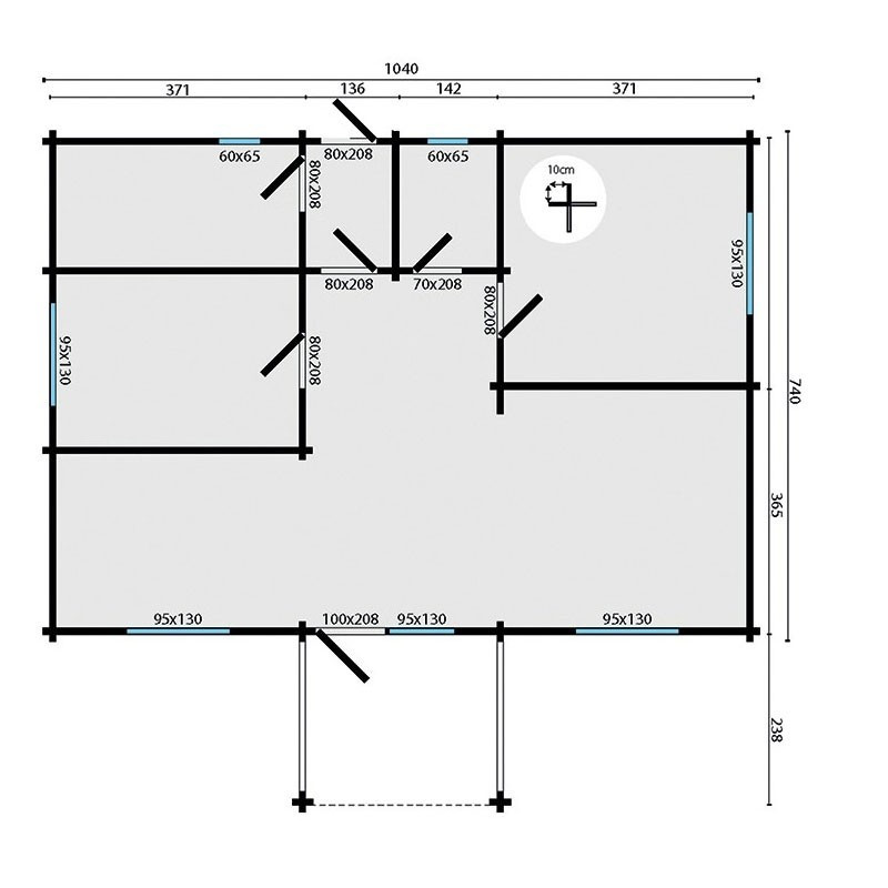 Chalet Finn 68,10 m² - Espessura 92mm - Tuindeco