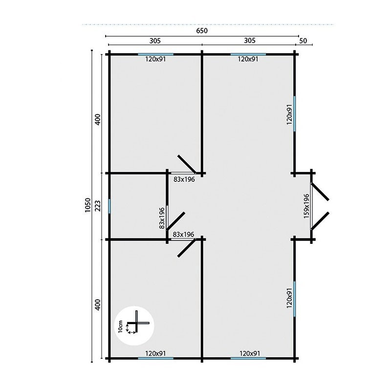 Chalet Skerries 65,9 m² - Epaisseur 70mm - Tuindeco