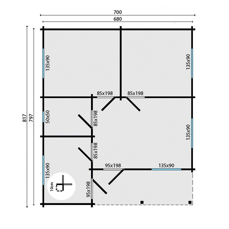 Chalet Ardee 44,3 m² - Epaisseur 70mm - Tuindeco