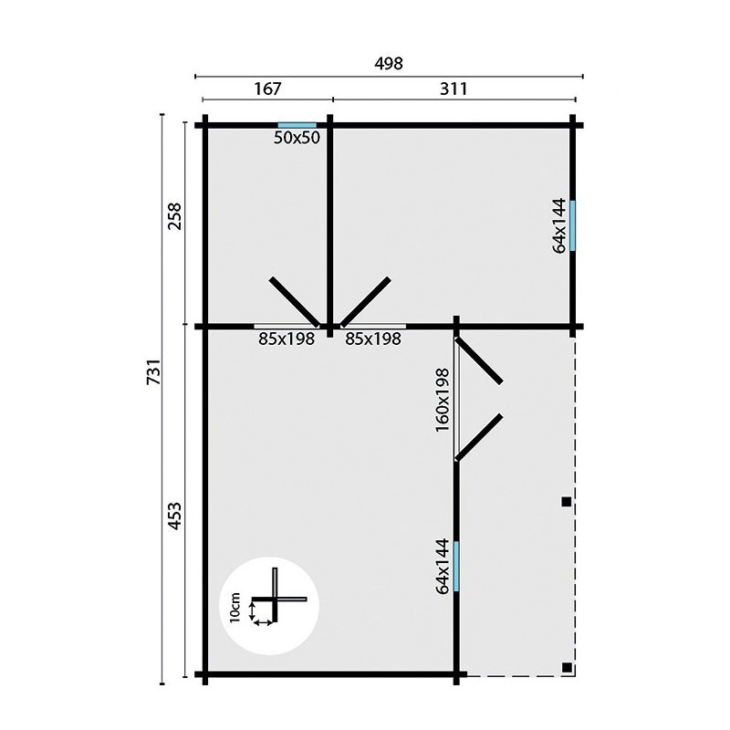 Chalet Ollie 25,2 m² - Epaisseur 70mm - Tuindeco