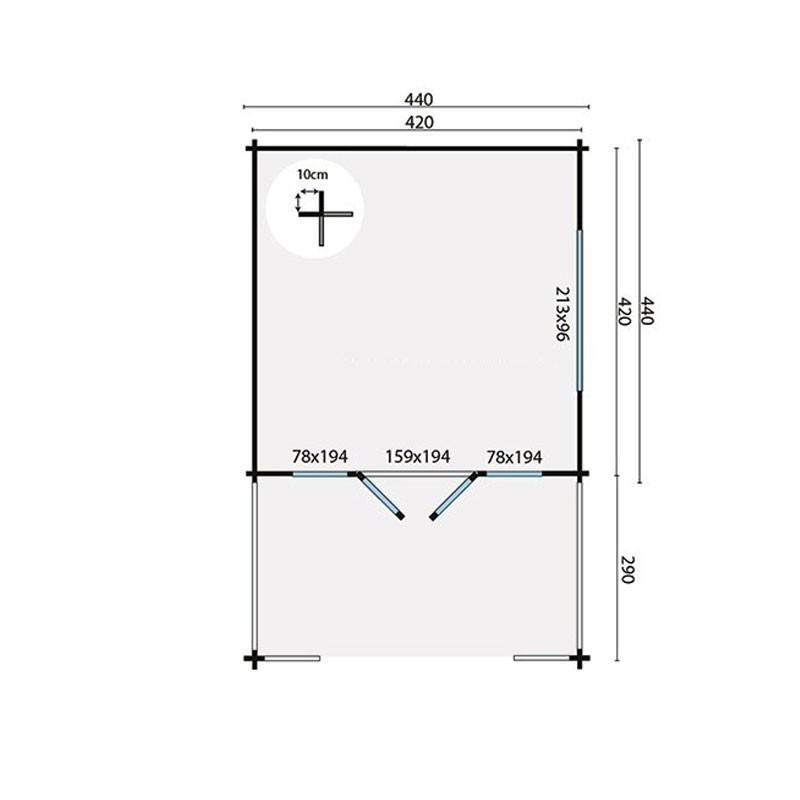 Chalet Leeds 17.6m² - Epaisseur 58mm - Tuindeco