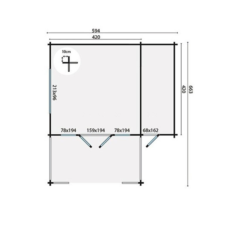 Chalet Manchester 17,6m² - Thickness 58mm - Tuindeco
