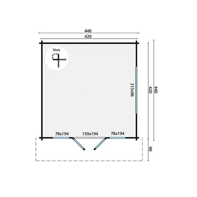 Chalet Derby 17,6m² - Thickness 58mm - Tuindeco