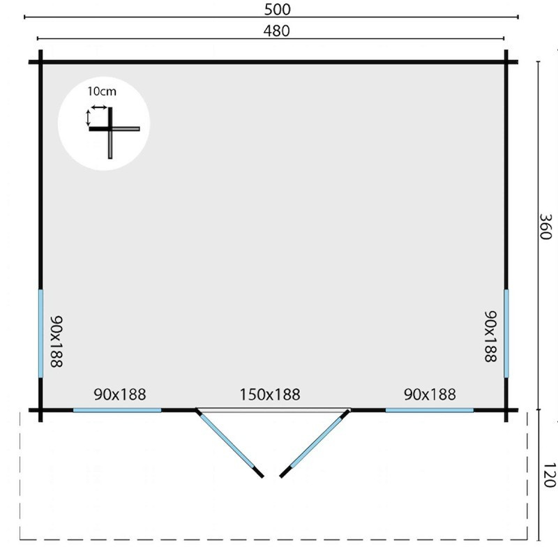 Chalet Yorick 17,3 m² - Dicke 45 mm - Tuindeco