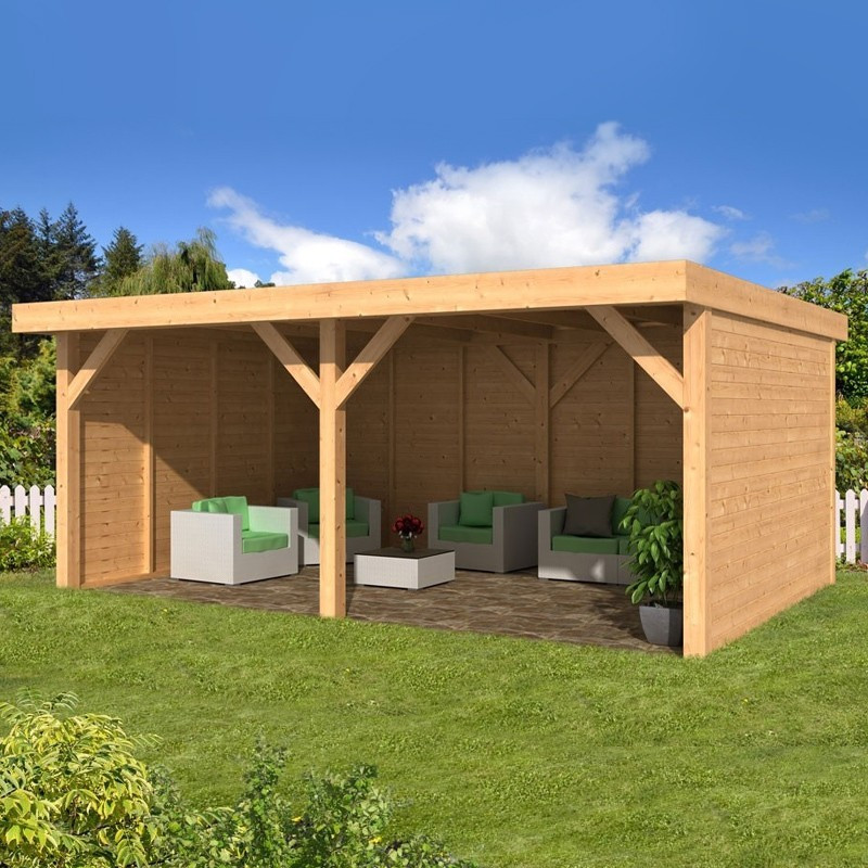 Gartenhaus aus Kiefernholz - Maaseik -Holzfarbene Verkleidung - Tuindeco