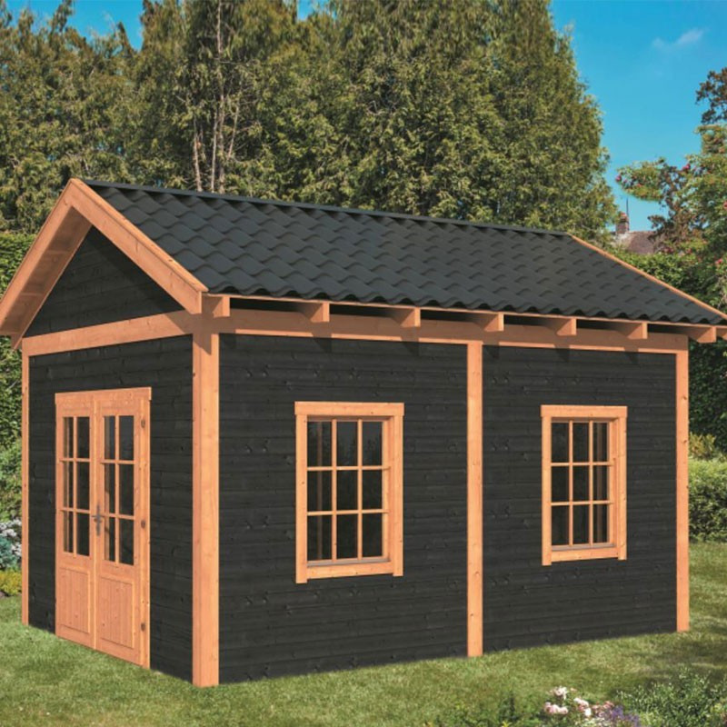 Edifício modular de jardim Hamar XL tipo 4 - Muro preto - Tuindeco