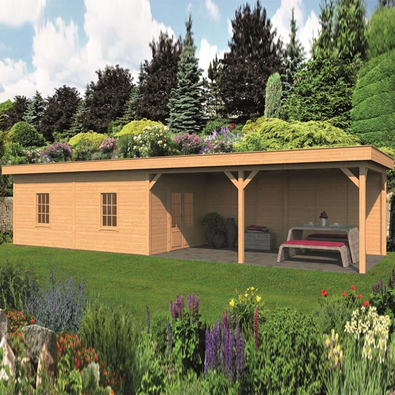 Bâtiment modulaire pour jardin Oslo XL type 11 - Paroi naturel - Tuindeco