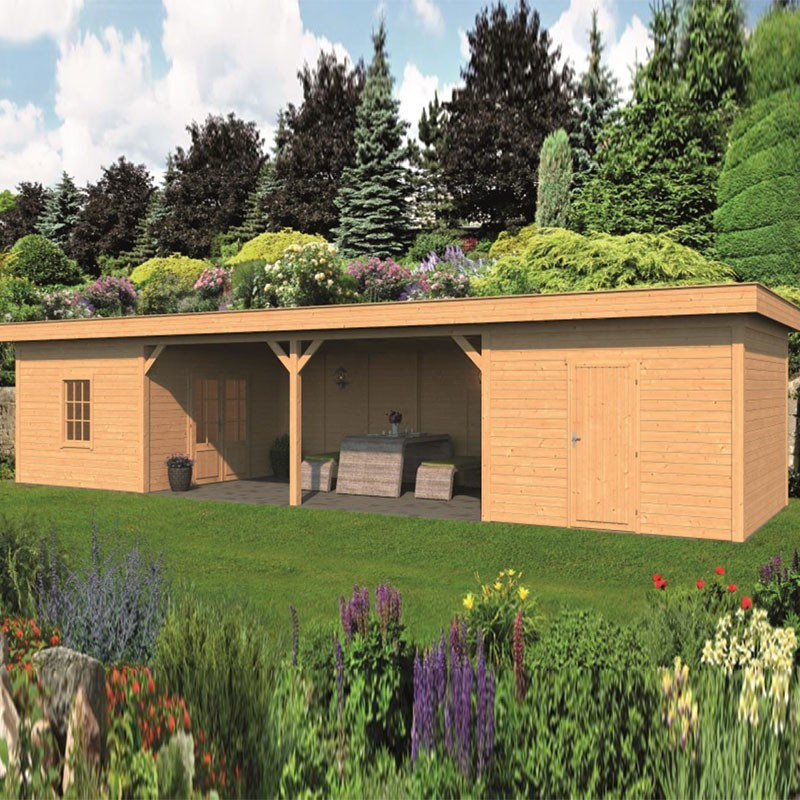 Bâtiment modulaire pour jardin Oslo XL type 12 - Paroi naturel - Tuindeco