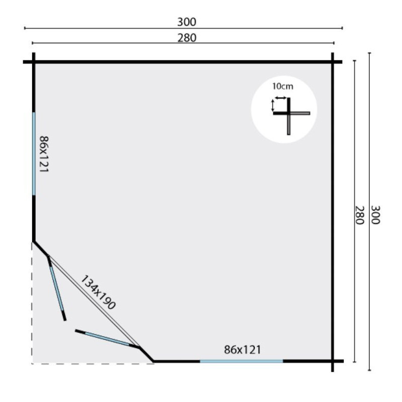 Hoekhut 7,8 m² - 28 mm - Asmund - Tuindeco