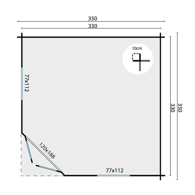 Hoekhut 10,8 m² - 28 mm - Dagmar - Tuindeco